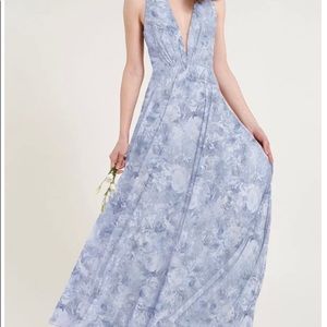 Jenny Yoo Ryan Print Printed Chiffon, Watercolor Mist, Size 4